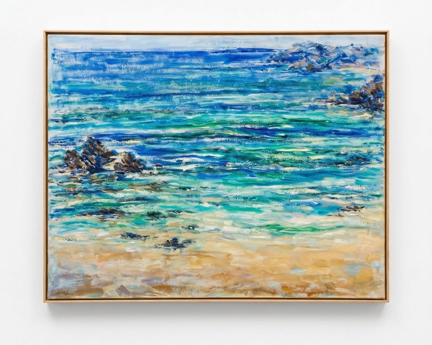 Menorca seascape oil painting at Palliser Law Firm office